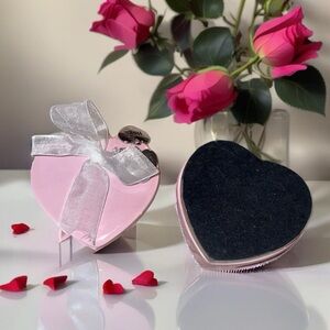 Ceramic Heart-Shaped Trinket Box PLUS gift box, ribbons, bows+bag charms Incld!